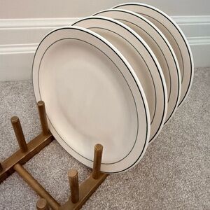 Set of 4 arcoroc France plates with green trim